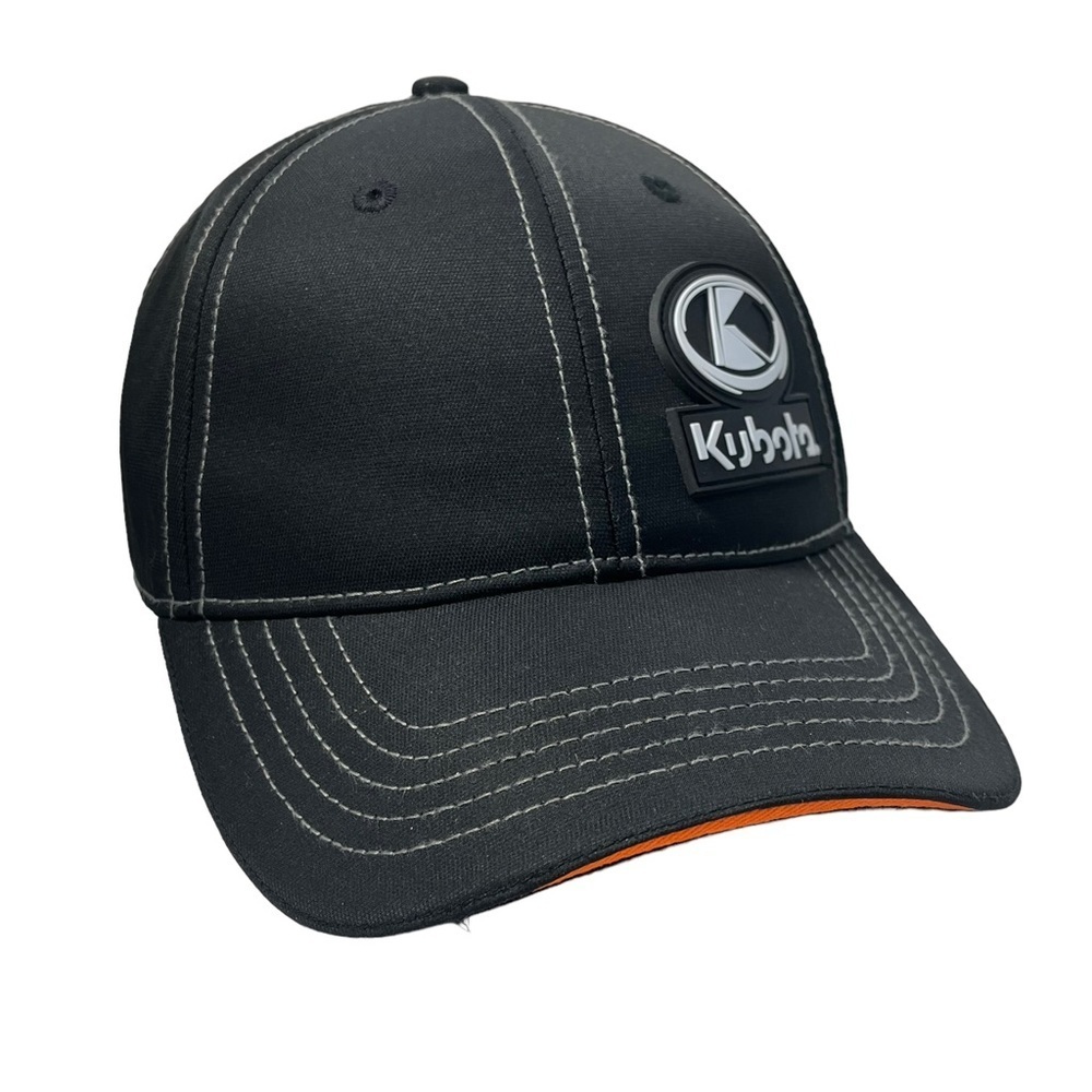 KUBOTA Tractor Adjustable Black Embroidered‎ Baseball Hat Cap Curved Brim